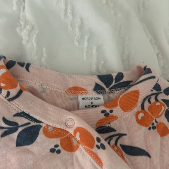 nordstrom baby footie pink pajamas orange 9m - Picture 2 of 4
